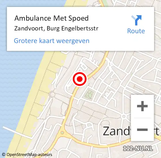 Locatie op kaart van de 112 melding: Ambulance Met Spoed Naar Zandvoort, Burg Engelbertsstr op 6 november 2022 20:30