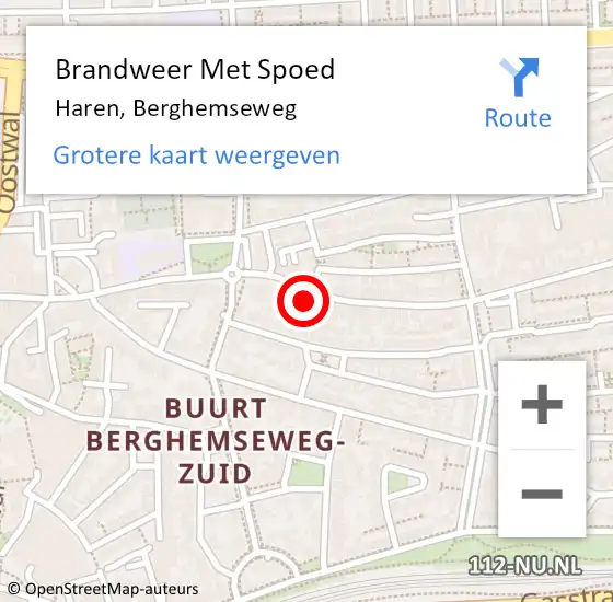 Locatie op kaart van de 112 melding: Brandweer Met Spoed Naar Haren, Berghemseweg op 6 november 2022 20:31