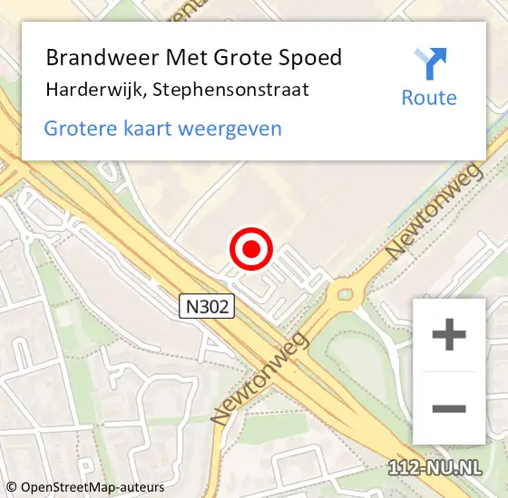 Locatie op kaart van de 112 melding: Brandweer Met Grote Spoed Naar Harderwijk, Stephensonstraat op 6 november 2022 20:33