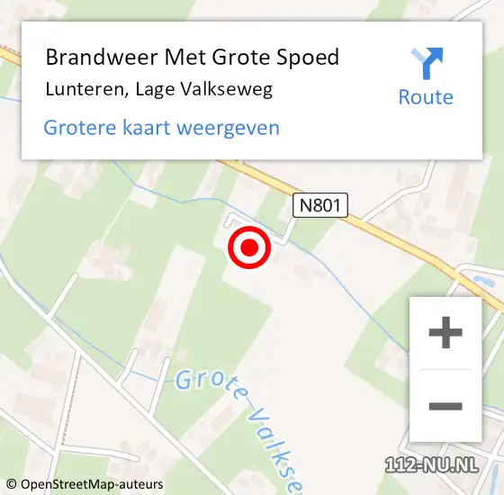 Locatie op kaart van de 112 melding: Brandweer Met Grote Spoed Naar Lunteren, Lage Valkseweg op 6 november 2022 21:08