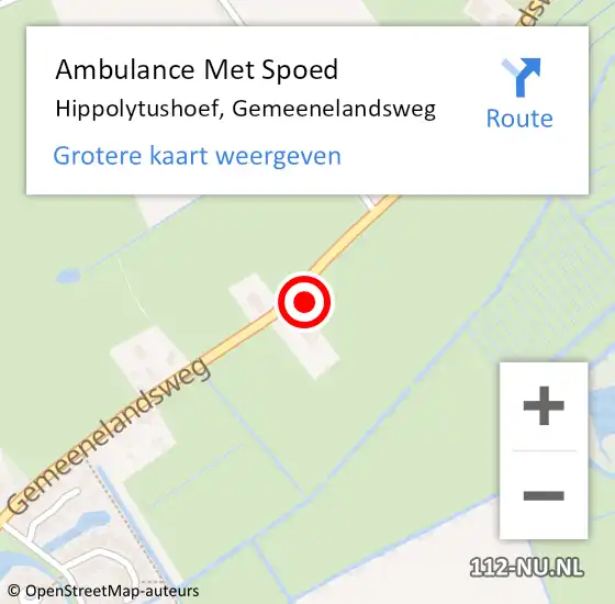 Locatie op kaart van de 112 melding: Ambulance Met Spoed Naar Hippolytushoef, Gemeenelandsweg op 6 november 2022 21:17