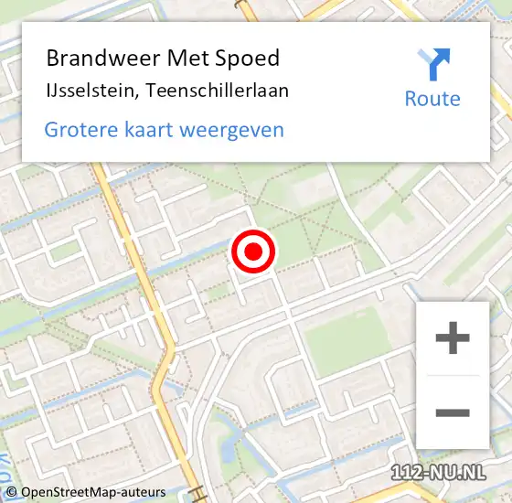 Locatie op kaart van de 112 melding: Brandweer Met Spoed Naar IJsselstein, Teenschillerlaan op 6 november 2022 21:25