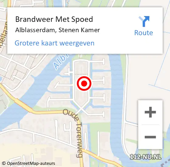 Locatie op kaart van de 112 melding: Brandweer Met Spoed Naar Alblasserdam, Stenen Kamer op 6 november 2022 21:53