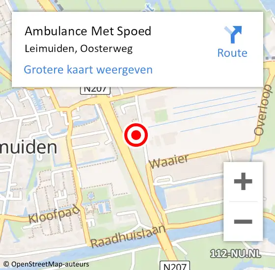 Locatie op kaart van de 112 melding: Ambulance Met Spoed Naar Leimuiden, Oosterweg op 6 november 2022 21:59