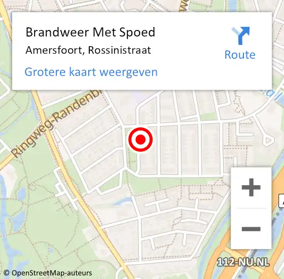 Locatie op kaart van de 112 melding: Brandweer Met Spoed Naar Amersfoort, Rossinistraat op 6 november 2022 22:14