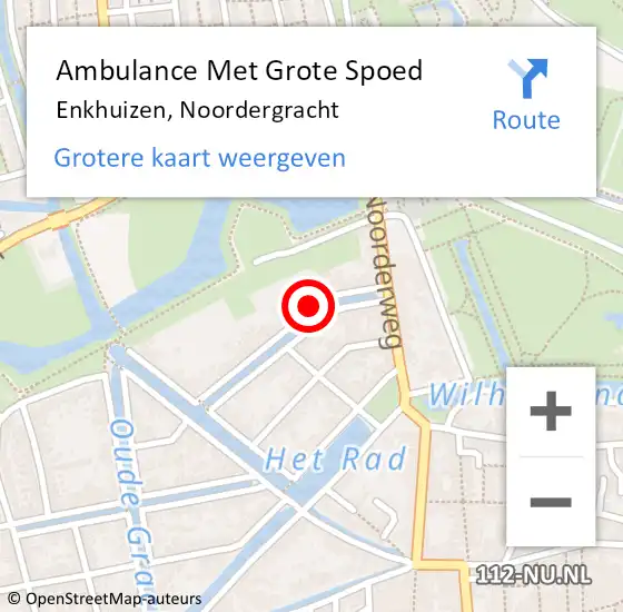 Locatie op kaart van de 112 melding: Ambulance Met Grote Spoed Naar Enkhuizen, Noordergracht op 6 november 2022 23:29