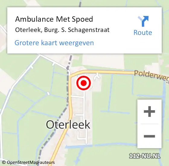 Locatie op kaart van de 112 melding: Ambulance Met Spoed Naar Oterleek, Burg. S. Schagenstraat op 7 november 2022 01:44