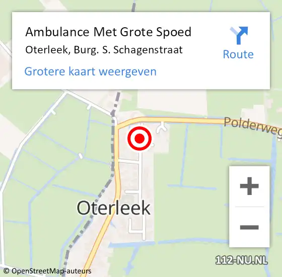 Locatie op kaart van de 112 melding: Ambulance Met Grote Spoed Naar Oterleek, Burg. S. Schagenstraat op 7 november 2022 02:08
