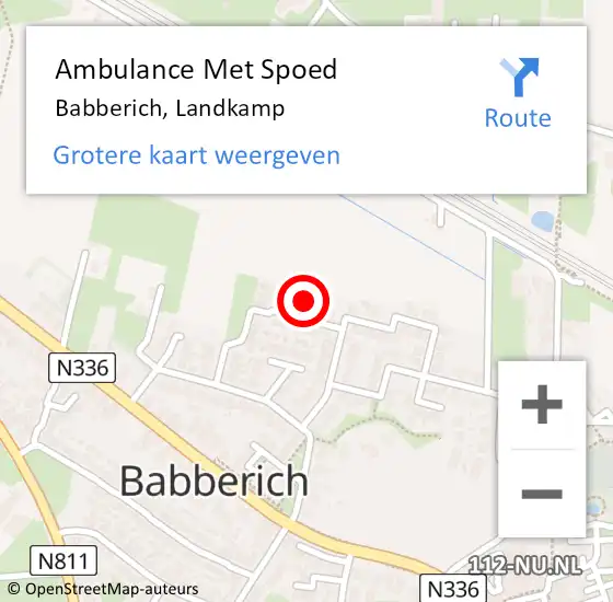 Locatie op kaart van de 112 melding: Ambulance Met Spoed Naar Babberich, Landkamp op 7 november 2022 02:24