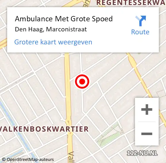 Locatie op kaart van de 112 melding: Ambulance Met Grote Spoed Naar Den Haag, Marconistraat op 7 november 2022 02:29