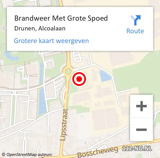 Locatie op kaart van de 112 melding: Brandweer Met Grote Spoed Naar Drunen, Alcoalaan op 7 november 2022 03:04