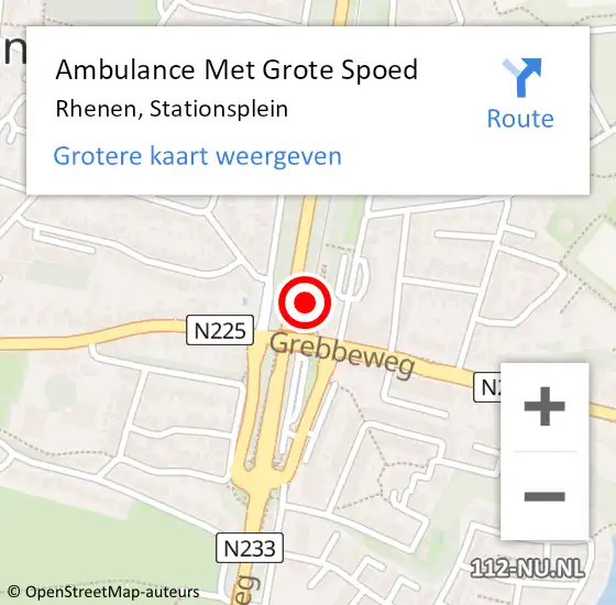 Locatie op kaart van de 112 melding: Ambulance Met Grote Spoed Naar Rhenen, Stationsplein op 7 november 2022 03:27