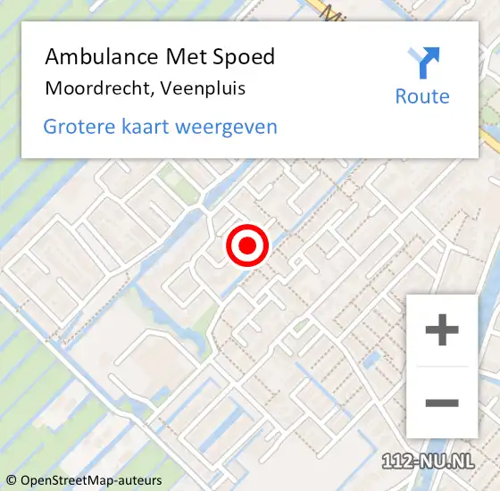 Locatie op kaart van de 112 melding: Ambulance Met Spoed Naar Moordrecht, Veenpluis op 7 november 2022 03:45