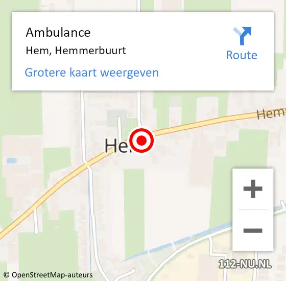 Locatie op kaart van de 112 melding: Ambulance Hem, Hemmerbuurt op 7 november 2022 04:15