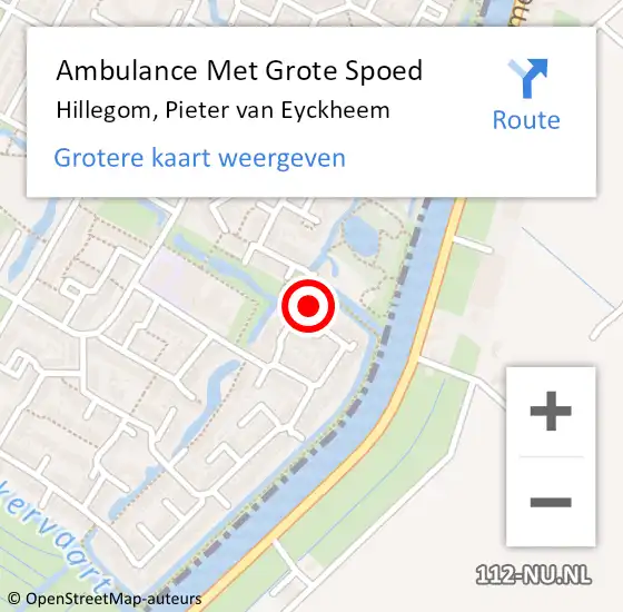 Locatie op kaart van de 112 melding: Ambulance Met Grote Spoed Naar Hillegom, Pieter van Eyckheem op 7 november 2022 05:16