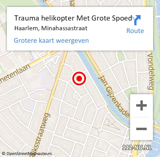 Locatie op kaart van de 112 melding: Trauma helikopter Met Grote Spoed Naar Haarlem, Minahassastraat op 7 november 2022 06:31