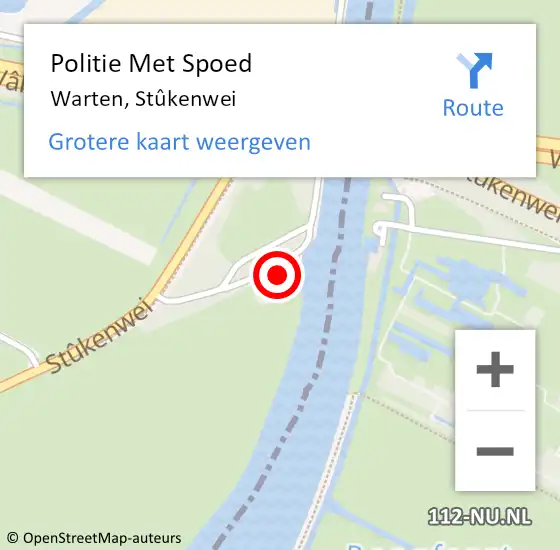 Locatie op kaart van de 112 melding: Politie Met Spoed Naar Warten, Stûkenwei op 7 november 2022 06:43