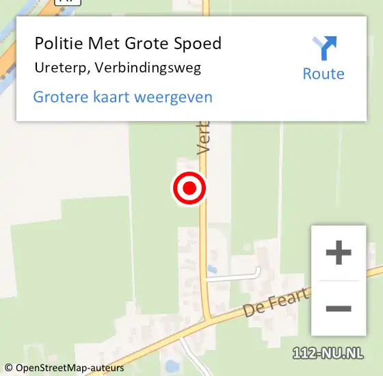 Locatie op kaart van de 112 melding: Politie Met Grote Spoed Naar Ureterp, Verbindingsweg op 7 november 2022 07:19