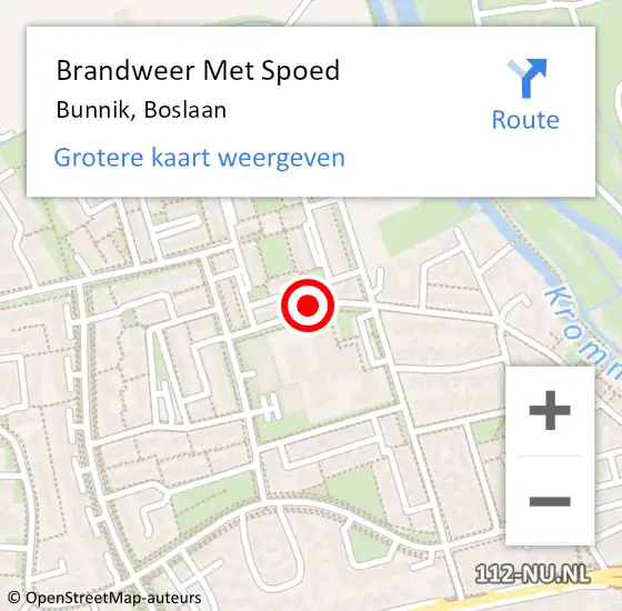 Locatie op kaart van de 112 melding: Brandweer Met Spoed Naar Bunnik, Boslaan op 7 november 2022 07:40