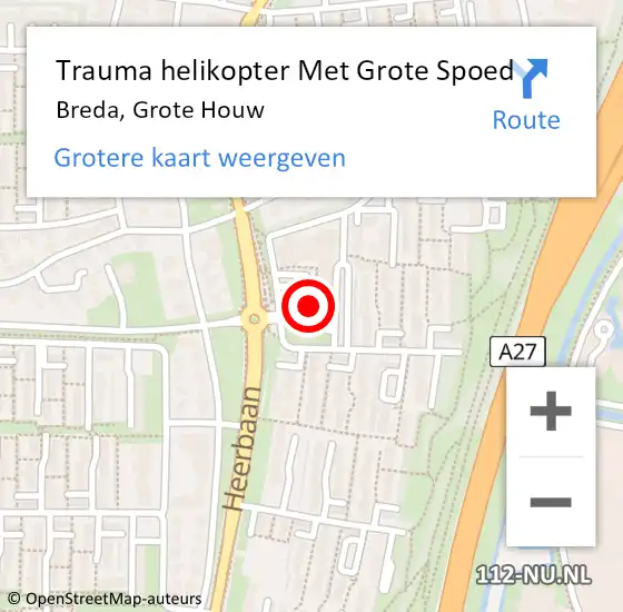 Locatie op kaart van de 112 melding: Trauma helikopter Met Grote Spoed Naar Breda, Grote Houw op 7 november 2022 07:53