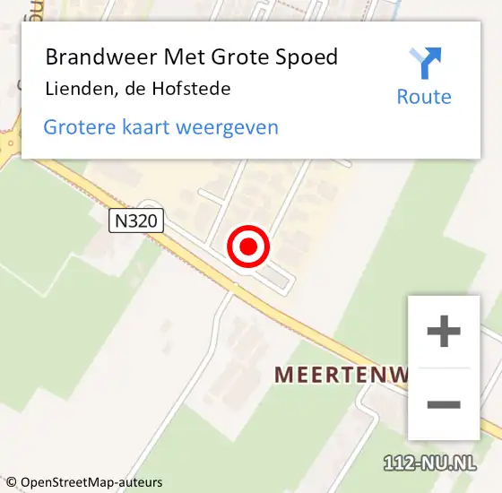 Locatie op kaart van de 112 melding: Brandweer Met Grote Spoed Naar Lienden, de Hofstede op 7 november 2022 08:18