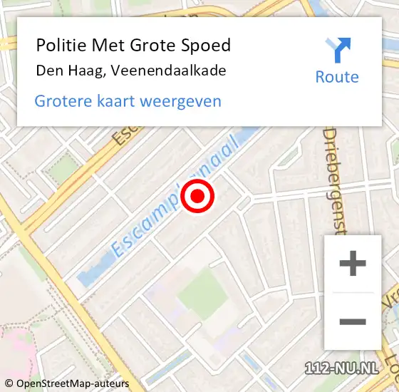 Locatie op kaart van de 112 melding: Politie Met Grote Spoed Naar Den Haag, Veenendaalkade op 7 november 2022 09:03