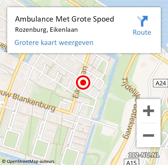 Locatie op kaart van de 112 melding: Ambulance Met Grote Spoed Naar Rozenburg, Eikenlaan op 7 november 2022 09:09