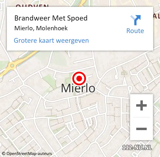 Locatie op kaart van de 112 melding: Brandweer Met Spoed Naar Mierlo, Molenhoek op 7 november 2022 09:13