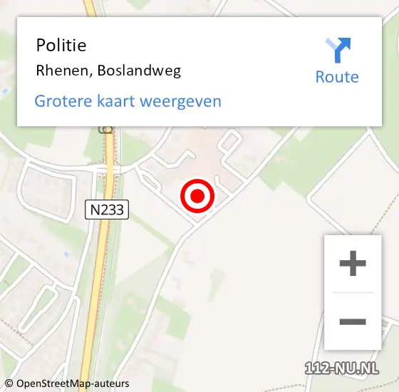 Locatie op kaart van de 112 melding: Politie Rhenen, Boslandweg op 7 november 2022 09:16