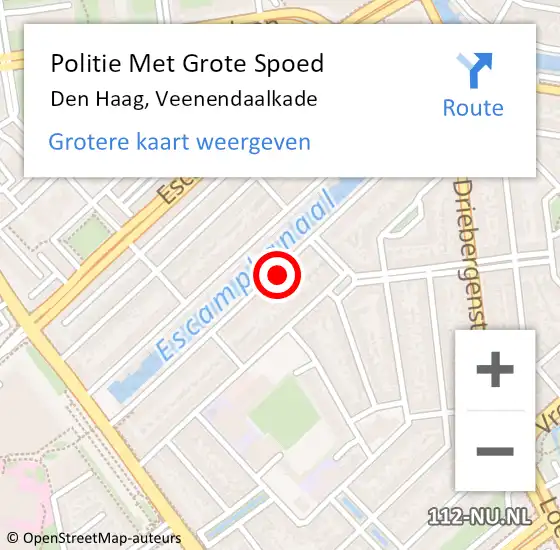 Locatie op kaart van de 112 melding: Politie Met Grote Spoed Naar Den Haag, Veenendaalkade op 7 november 2022 09:19