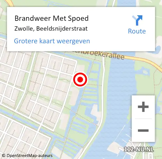 Locatie op kaart van de 112 melding: Brandweer Met Spoed Naar Zwolle, Beeldsnijderstraat op 7 november 2022 09:30