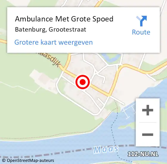 Locatie op kaart van de 112 melding: Ambulance Met Grote Spoed Naar Batenburg, Grootestraat op 7 november 2022 09:45