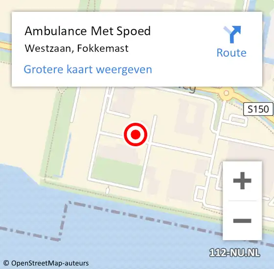 Locatie op kaart van de 112 melding: Ambulance Met Spoed Naar Westzaan, Fokkemast op 7 november 2022 10:13