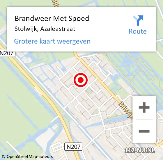 Locatie op kaart van de 112 melding: Brandweer Met Spoed Naar Stolwijk, Azaleastraat op 7 november 2022 10:27