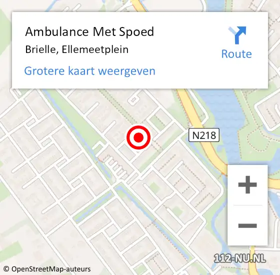 Locatie op kaart van de 112 melding: Ambulance Met Spoed Naar Brielle, Ellemeetplein op 7 november 2022 10:55