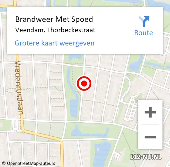 Locatie op kaart van de 112 melding: Brandweer Met Spoed Naar Veendam, Thorbeckestraat op 7 november 2022 11:19