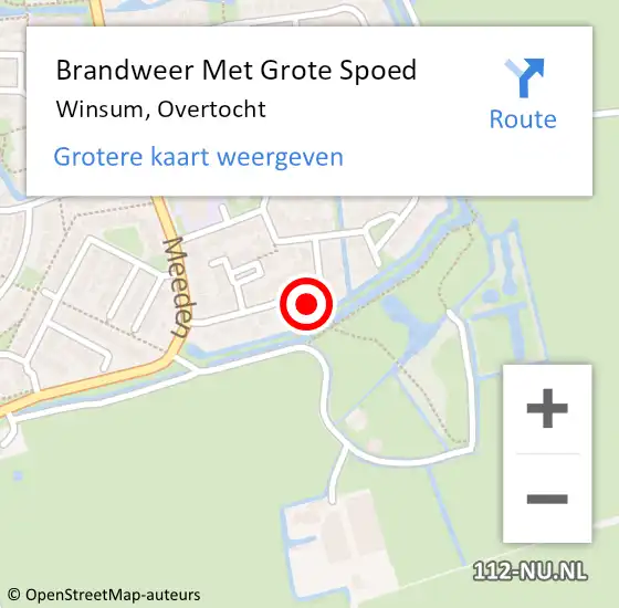 Locatie op kaart van de 112 melding: Brandweer Met Grote Spoed Naar Winsum, Overtocht op 7 november 2022 11:26