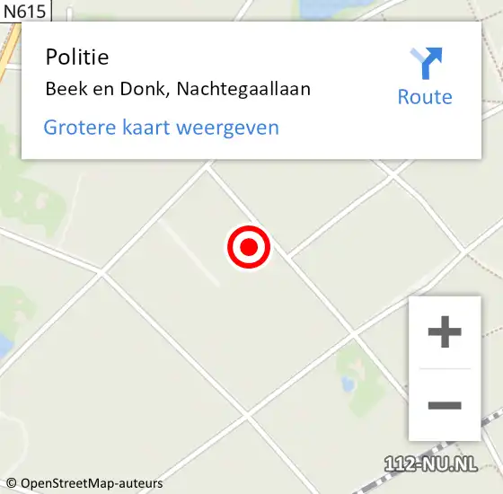 Locatie op kaart van de 112 melding: Politie Beek en Donk, Nachtegaallaan op 7 november 2022 11:38