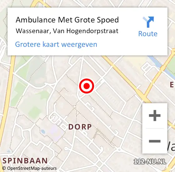 Locatie op kaart van de 112 melding: Ambulance Met Grote Spoed Naar Wassenaar, Van Hogendorpstraat op 7 november 2022 12:19