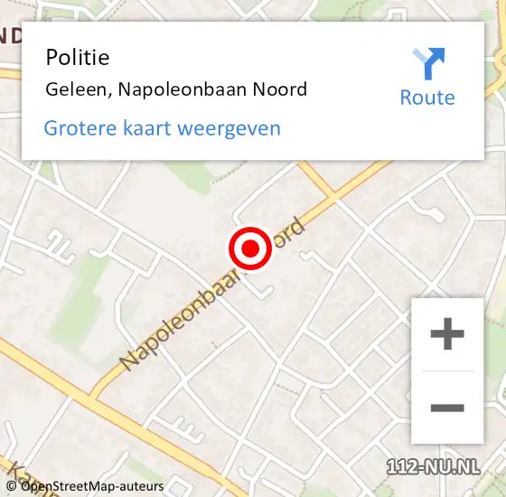 Locatie op kaart van de 112 melding: Politie Geleen, Napoleonbaan Noord op 7 november 2022 12:19