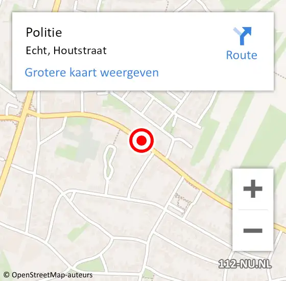 Locatie op kaart van de 112 melding: Politie Echt, Houtstraat op 7 november 2022 12:25