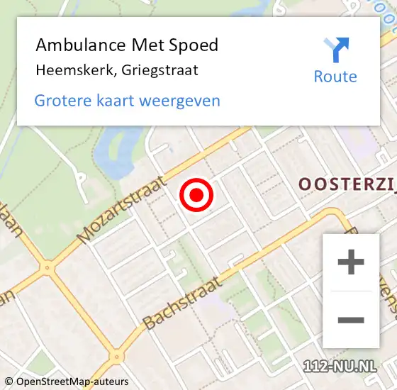 Locatie op kaart van de 112 melding: Ambulance Met Spoed Naar Heemskerk, Griegstraat op 7 november 2022 12:29