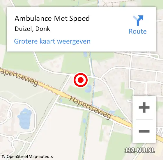 Locatie op kaart van de 112 melding: Ambulance Met Spoed Naar Duizel, Donk op 7 november 2022 12:29