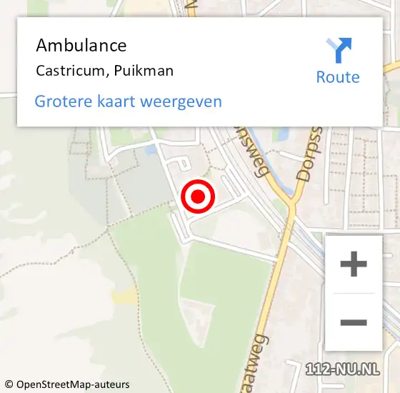 Locatie op kaart van de 112 melding: Ambulance Castricum, Puikman op 7 november 2022 12:43