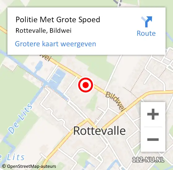 Locatie op kaart van de 112 melding: Politie Met Grote Spoed Naar Rottevalle, Bildwei op 7 november 2022 12:44