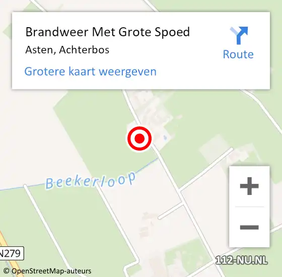 Locatie op kaart van de 112 melding: Brandweer Met Grote Spoed Naar Asten, Achterbos op 7 november 2022 13:15