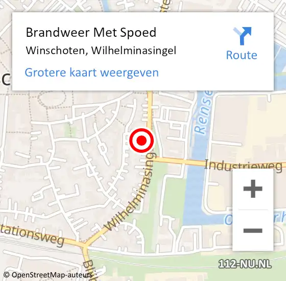 Locatie op kaart van de 112 melding: Brandweer Met Spoed Naar Winschoten, Wilhelminasingel op 7 november 2022 13:26