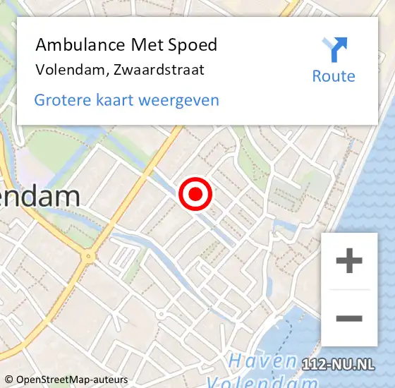 Locatie op kaart van de 112 melding: Ambulance Met Spoed Naar Volendam, Zwaardstraat op 7 november 2022 14:02