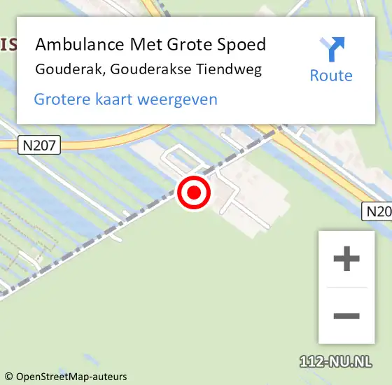 Locatie op kaart van de 112 melding: Ambulance Met Grote Spoed Naar Gouderak, Gouderakse Tiendweg op 7 november 2022 14:22