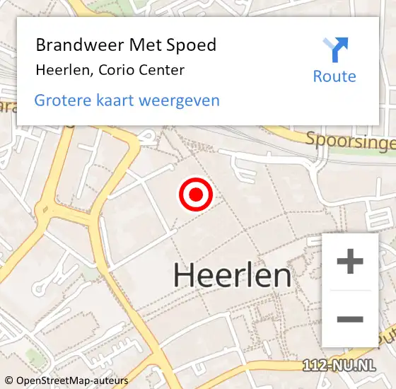 Locatie op kaart van de 112 melding: Brandweer Met Spoed Naar Heerlen, Corio Center op 7 november 2022 14:38